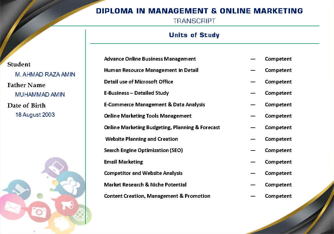 Diploma in Management and Online Marketing_ CSMS_ Muhammad Ahmad Raza Amin_Page2